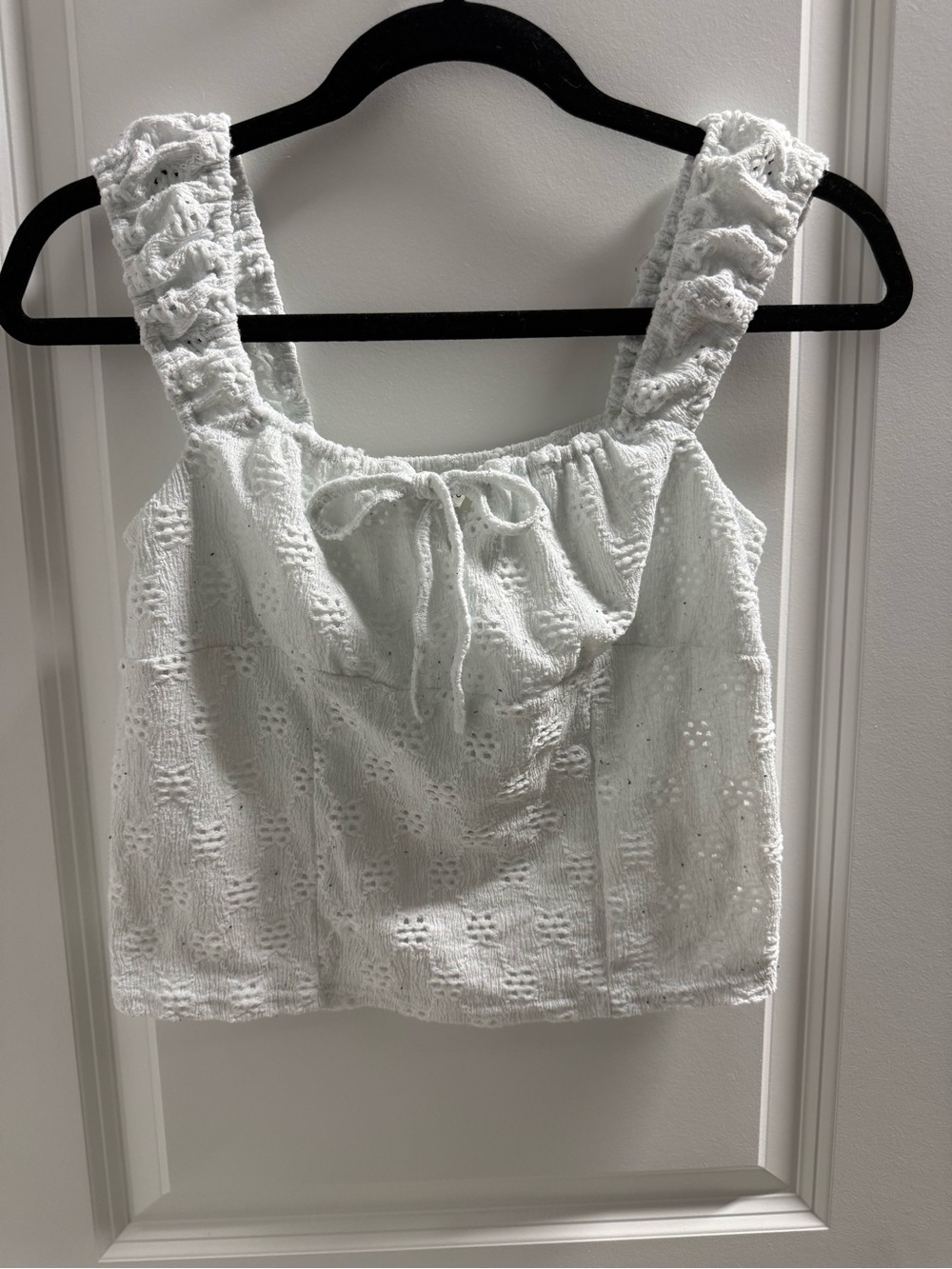 Aeropostale White Eyelet Ruffle Strap Tank